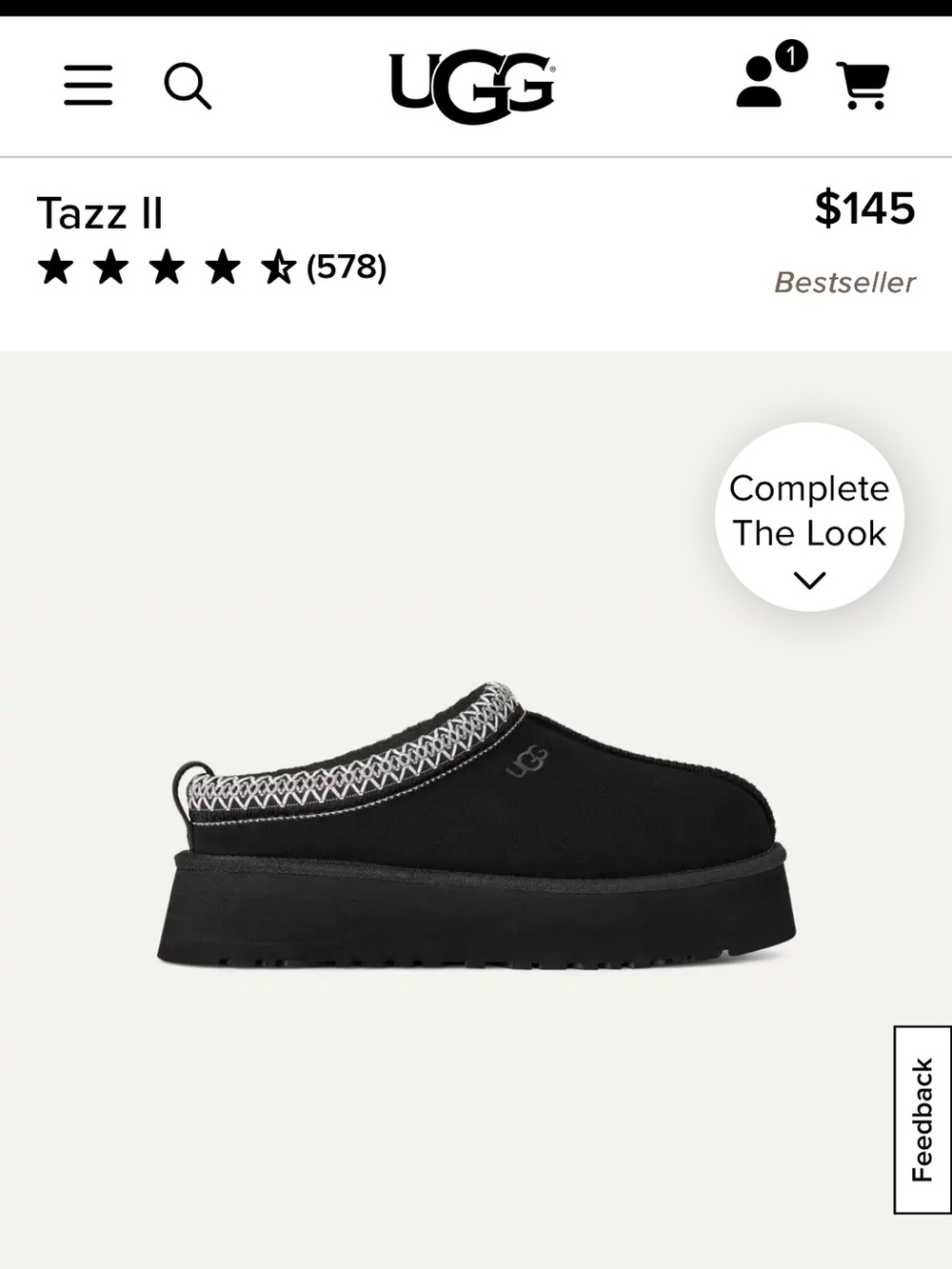 UGG Tazz II Platform Slip-On Clog - Black